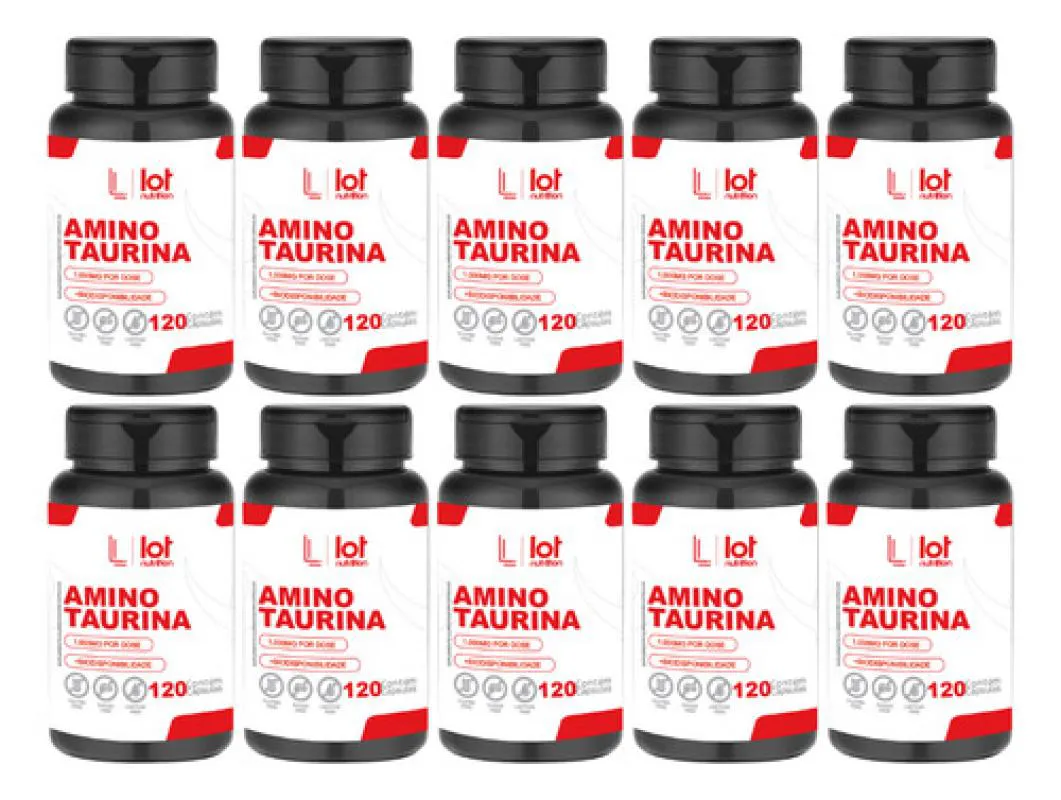 Kit 10un Taurina 1000mg 120 cápsulas sem Sabor
