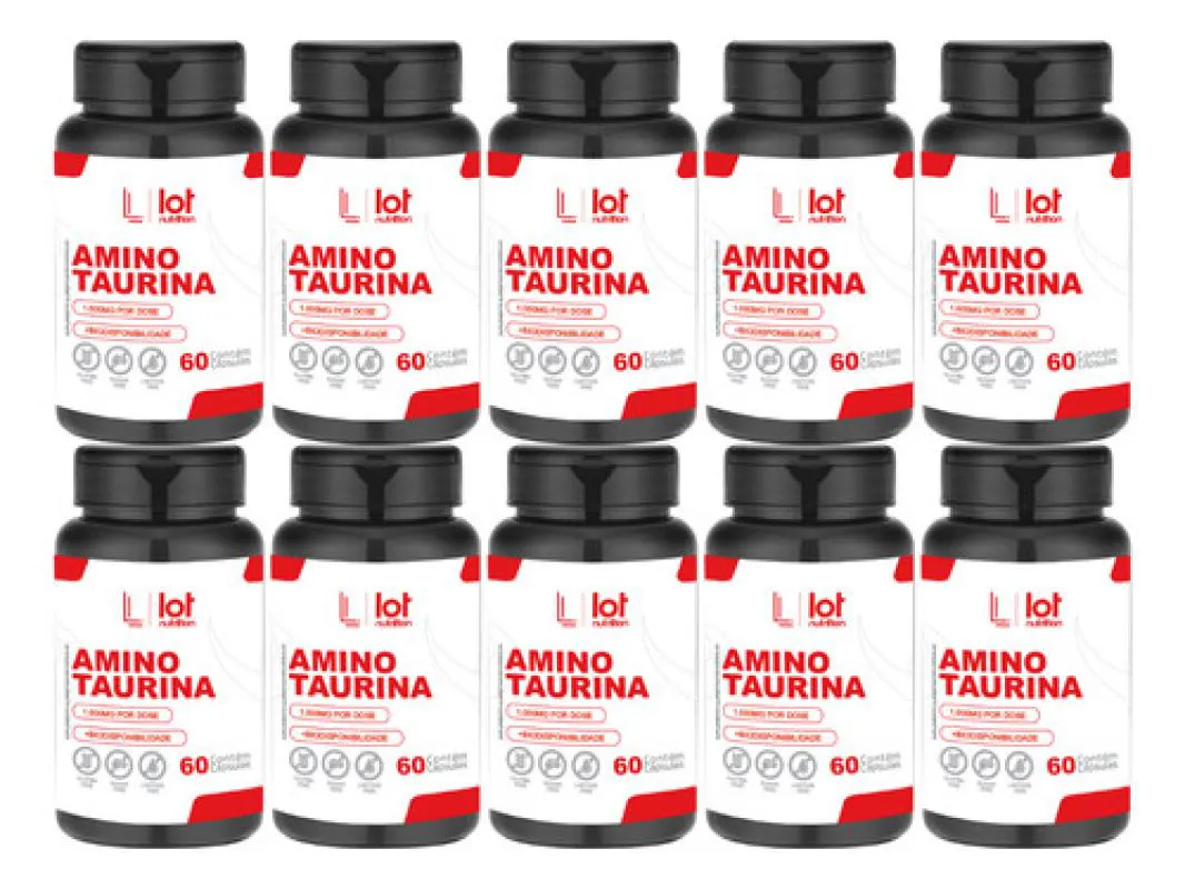 Kit 10un Taurina 1000mg 60 cápsulas sem Sabor