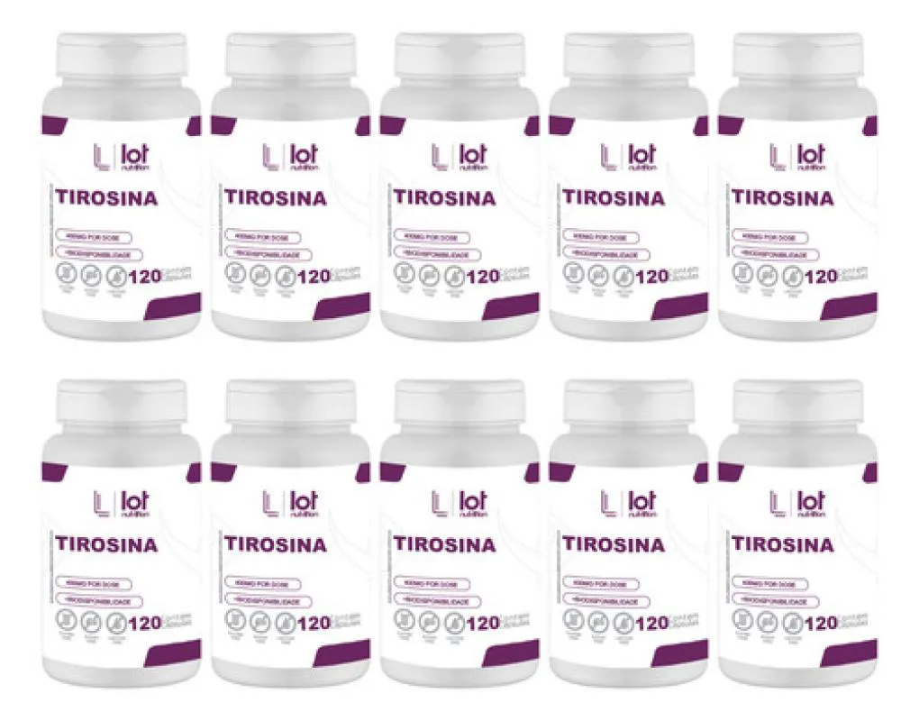 Kit 10un Tirosina 400mg 120 cápsulas sem Sabor