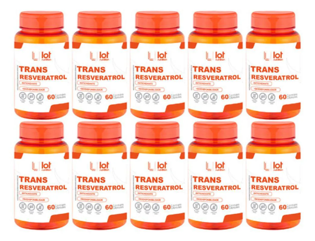 Kit 10un Trans Resveratrol 30mg 60 cápsulas sem Sabor