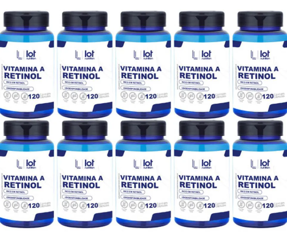 Kit 10un Vitamina A 1.000mcg 120 cápsulas sem Sabor