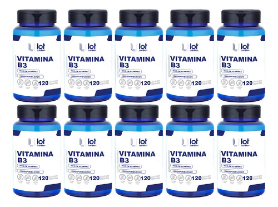 Kit 10un Vitamina B5 Pantotenato de Cálcio 120 cápsulas sem Sabor