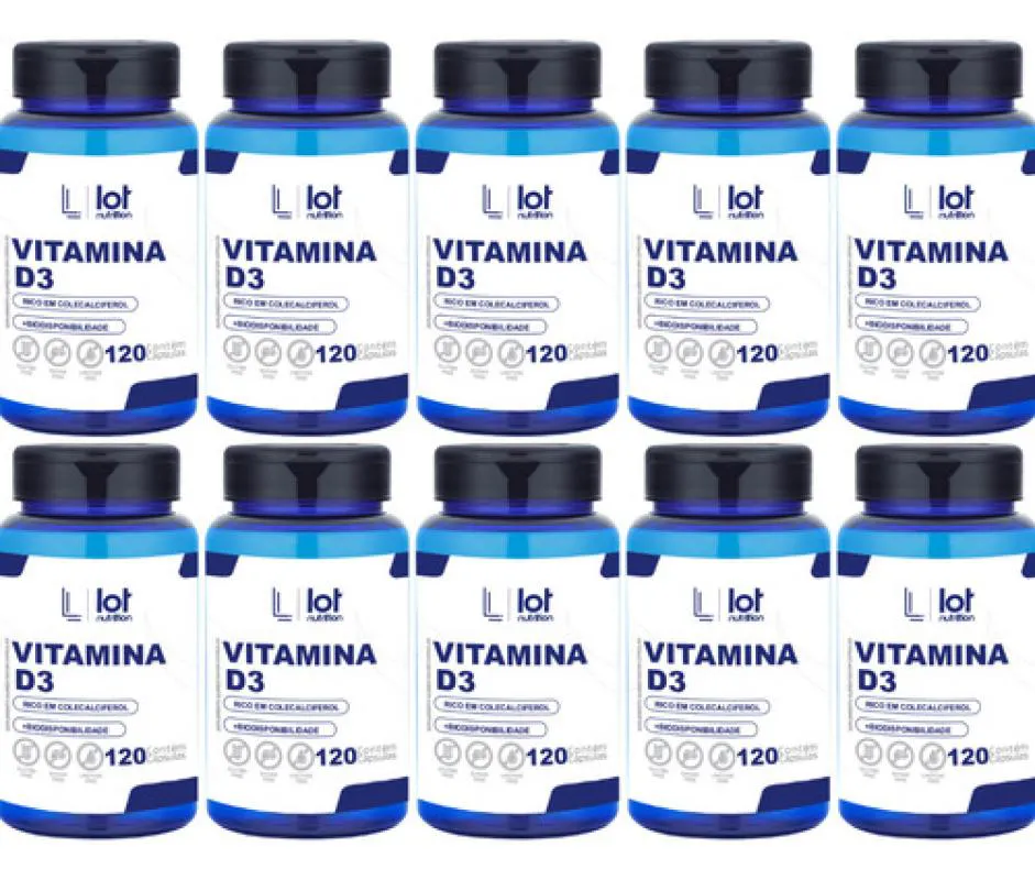 Kit 10un Vitamina D3 2.000ui 120 cápsulas Imunidade Saúde Ó sem Sabor