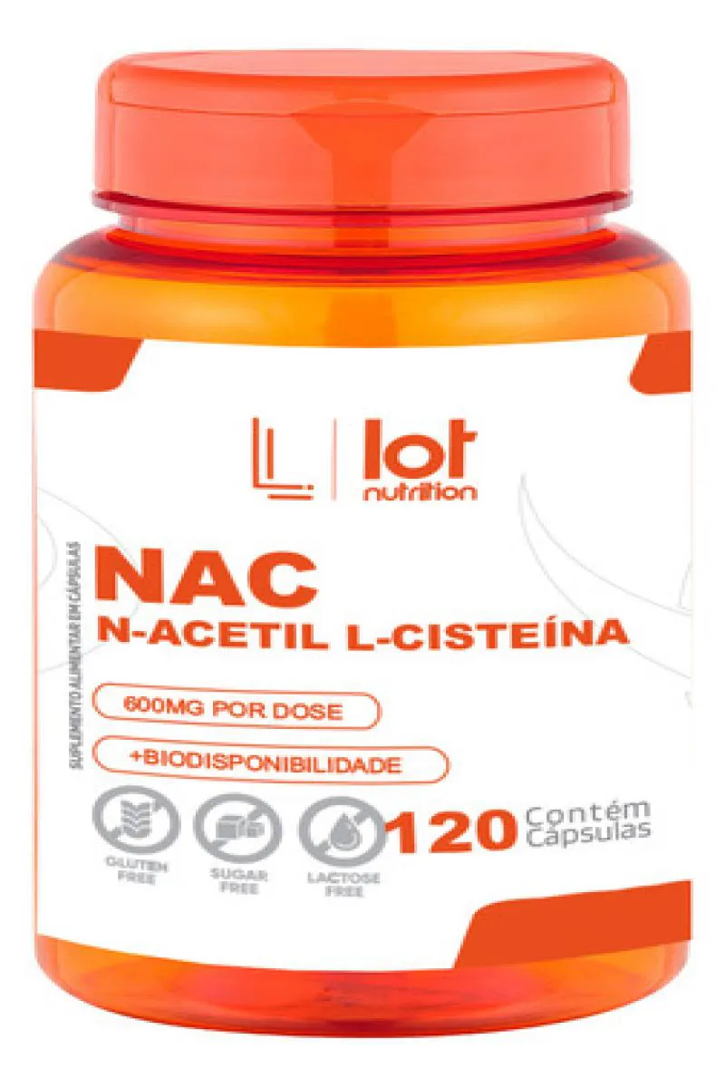 Kit 2 Unid Nac 600mg 120 cápsulas Detox Fígado Antioxidante sem Sabor