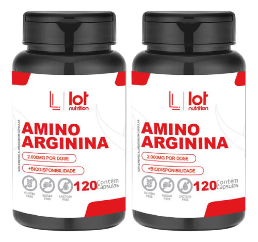 Kit 2un Arginina 2000mg 120 cápsulas Vasodilatação Força Mu sem Sabor