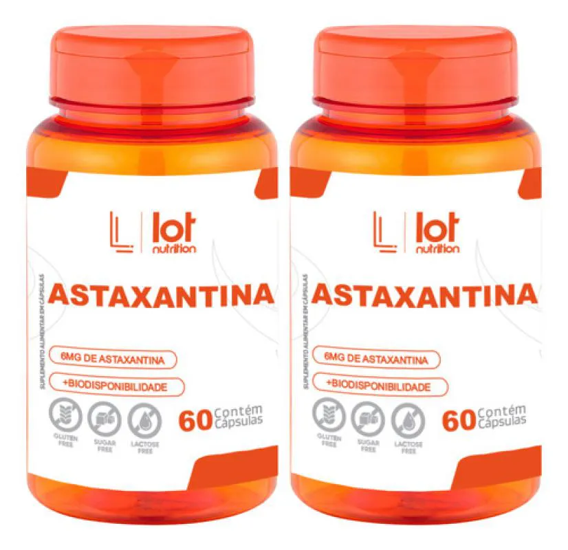 Kit 2un Astaxantina 6mg 60 cápsulas Antioxidante Premium Sa sem Sabor