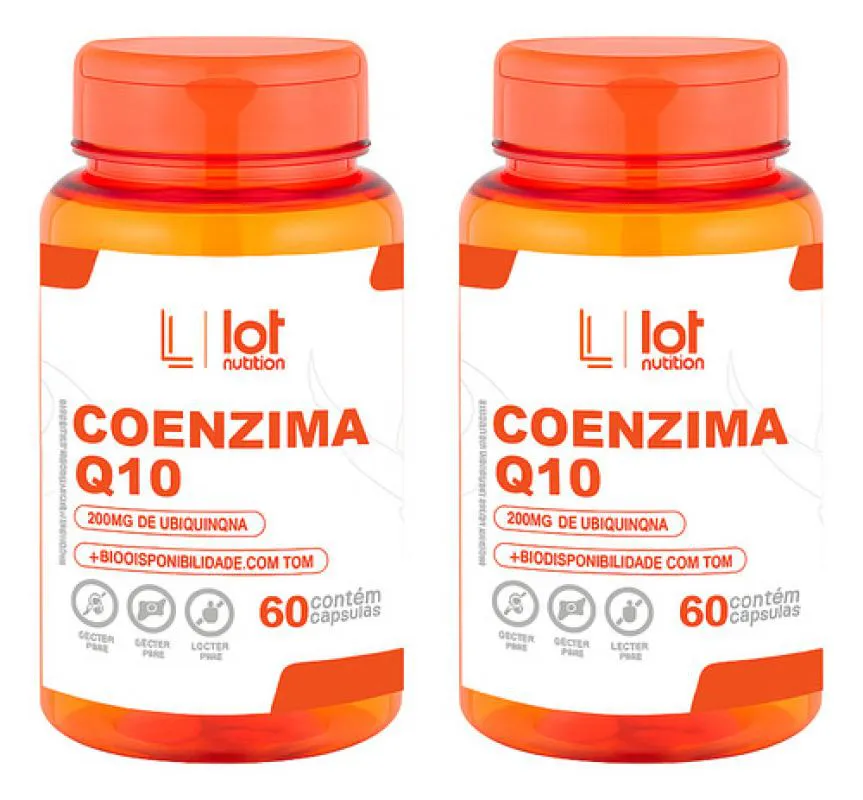 Kit 2un Coenzima Q10 200mg 60 cápsulas sem Sabor