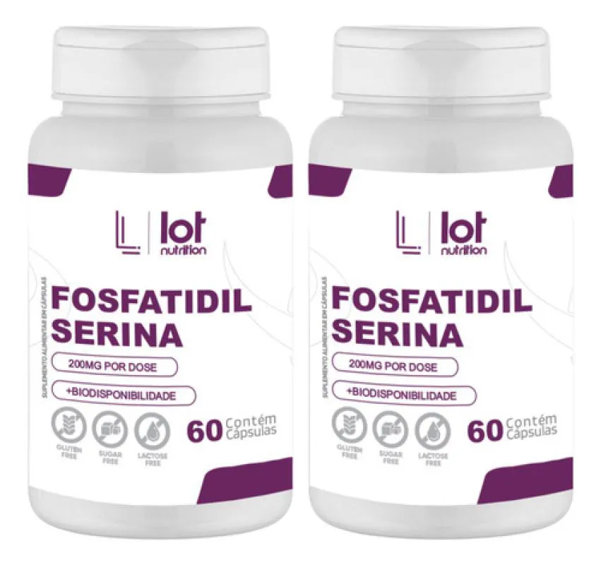 Kit 2un Fosfatidilserina 200mg 60 cápsulas sem Sabor
