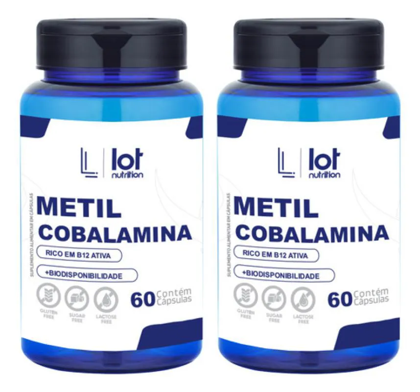 Kit 2un Metilcobalamina 60 cápsulas B12 sem Sabor
