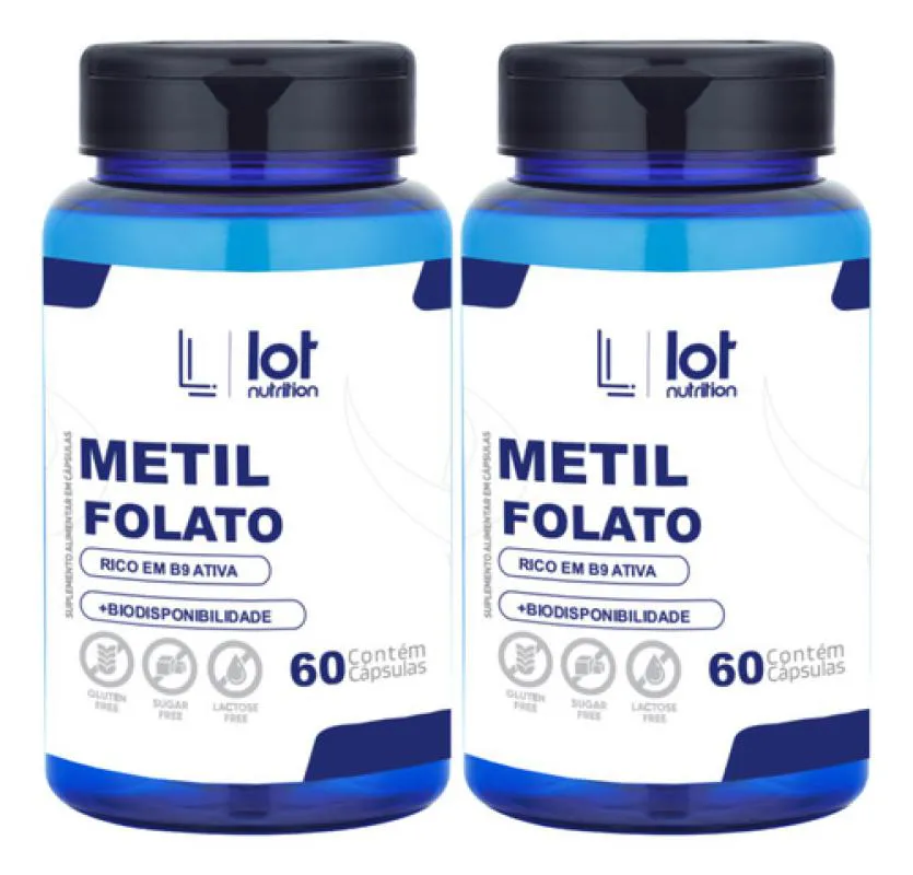 Kit 2un Metilfolato 60 cápsulas sem Sabor