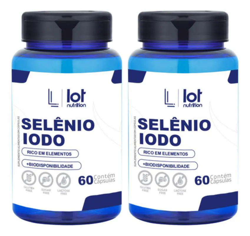 Kit 2un Selênio 300mcg + Iodo 900mcg 60 cápsulas sem Sabor
