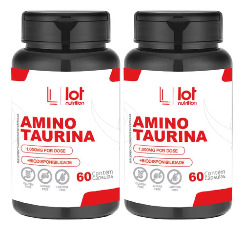 Kit 2un Taurina 1000mg 60 cápsulas sem Sabor