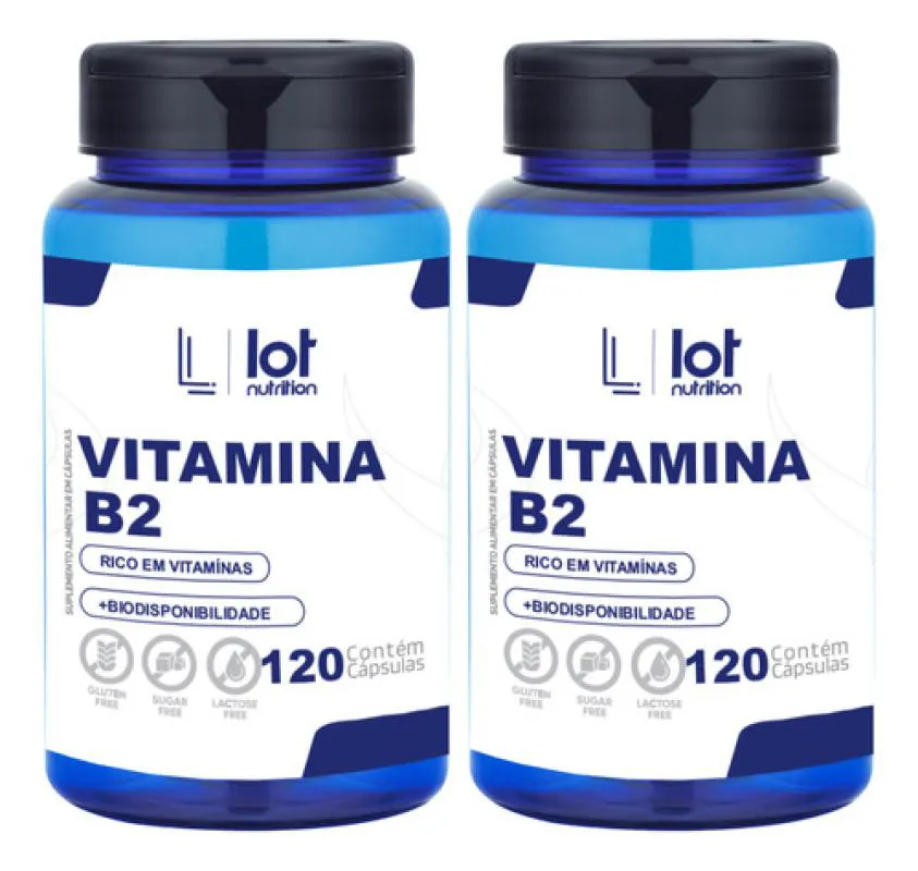 Kit 2un Vitamina B2 Riboflavina 120 cápsulas sem Sabor