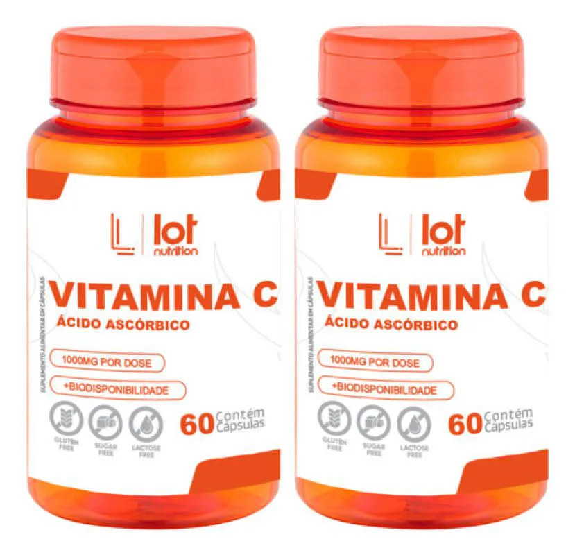 Kit 2un Vitamina C 1.000mg 60 cápsulas sem Sabor