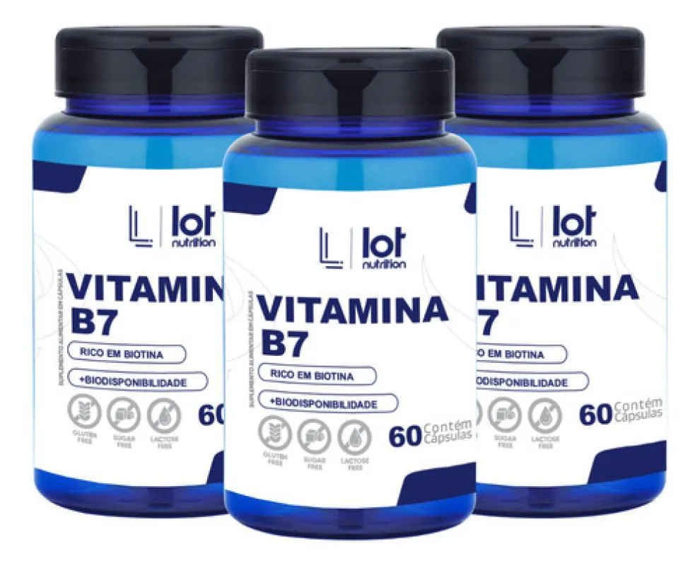 Kit 3un Biotina Colágeno 60 cápsulas sem Sabor
