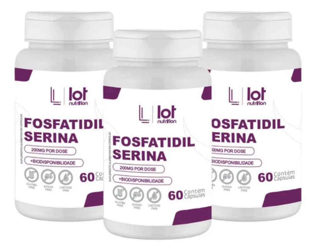 Kit 3un Fosfatidilserina 200mg 60 cápsulas sem Sabor