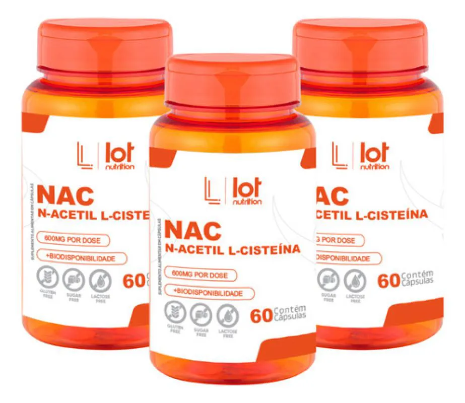 Kit 3un Nac 600mg 60 cápsulas sem Sabor