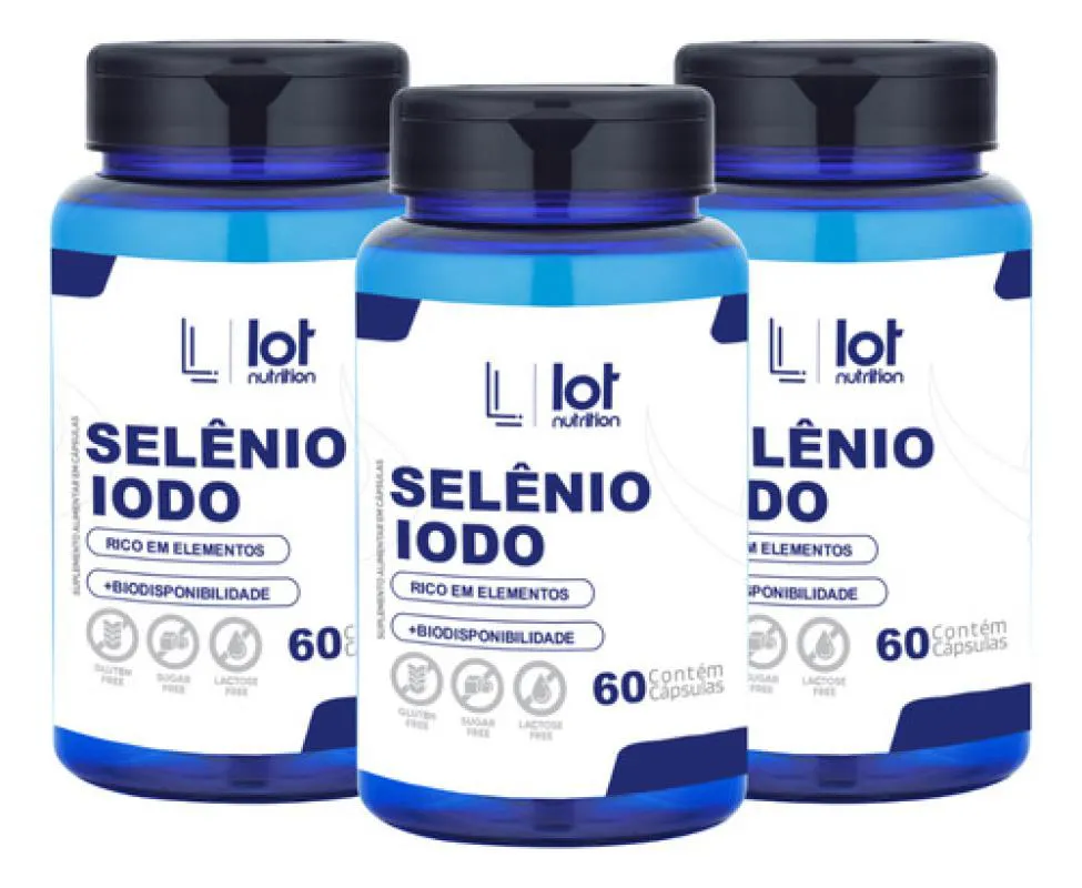 Kit 3un Selênio 300mcg + Iodo 900mcg 60 cápsulas sem Sabor