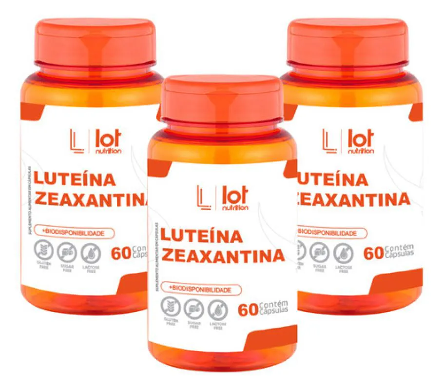 Kit 3un Zeaxantina 3mg Luteína 20mg 60 cápsulas sem Sabor