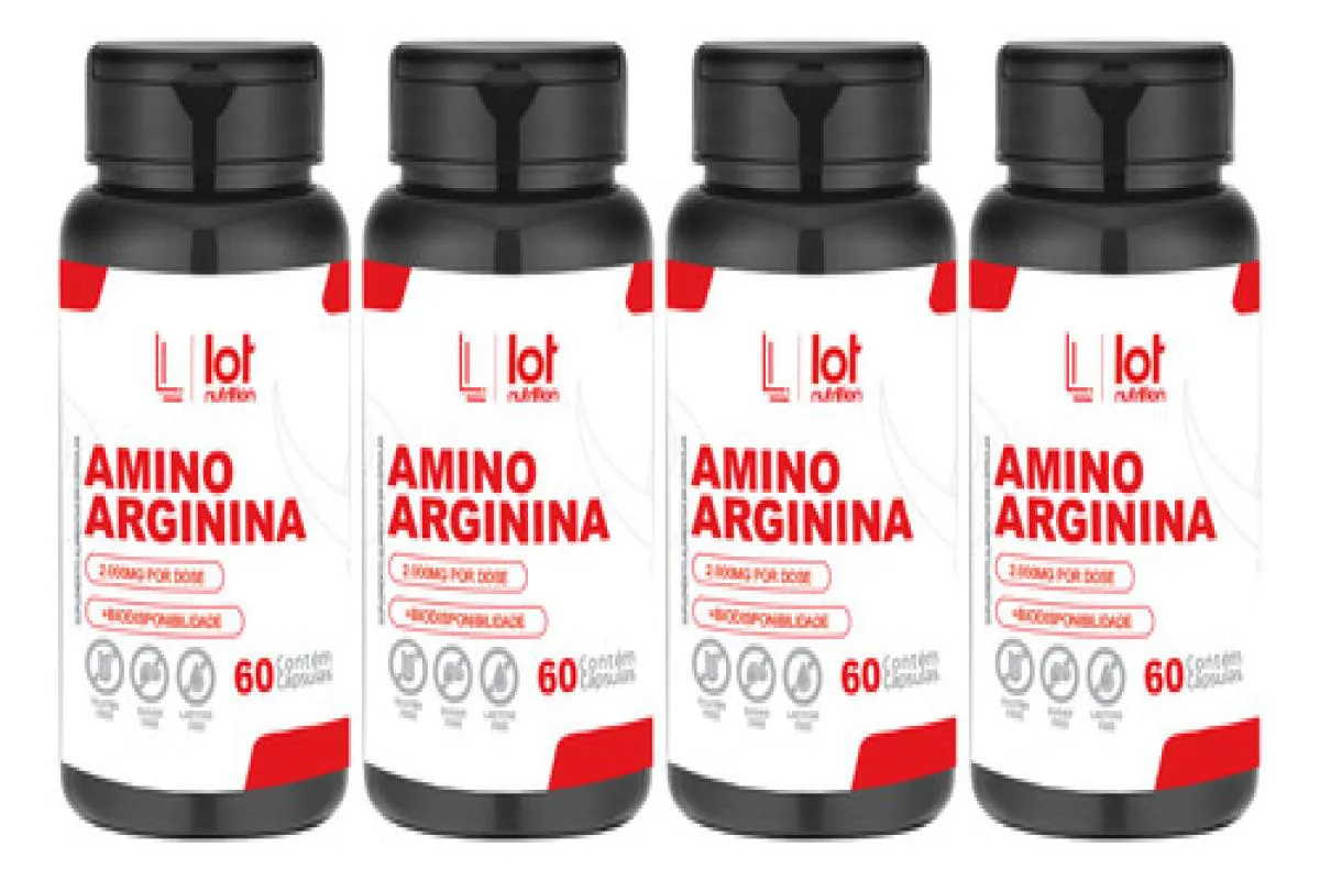 Kit 4un Arginina 2000mg 60 cápsulas sem Sabor