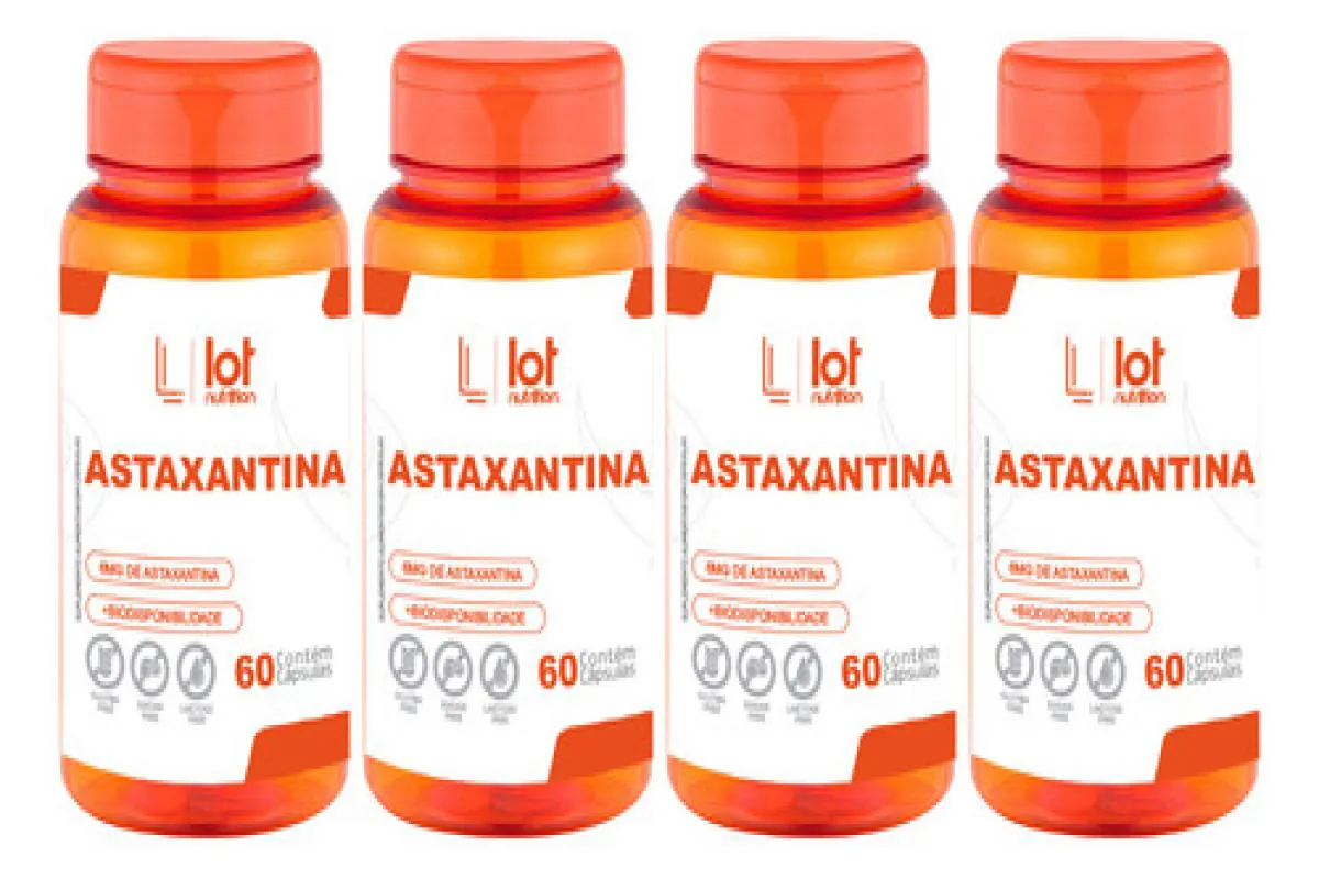 Kit 4un Astaxantina 6mg 60 cápsulas sem Sabor