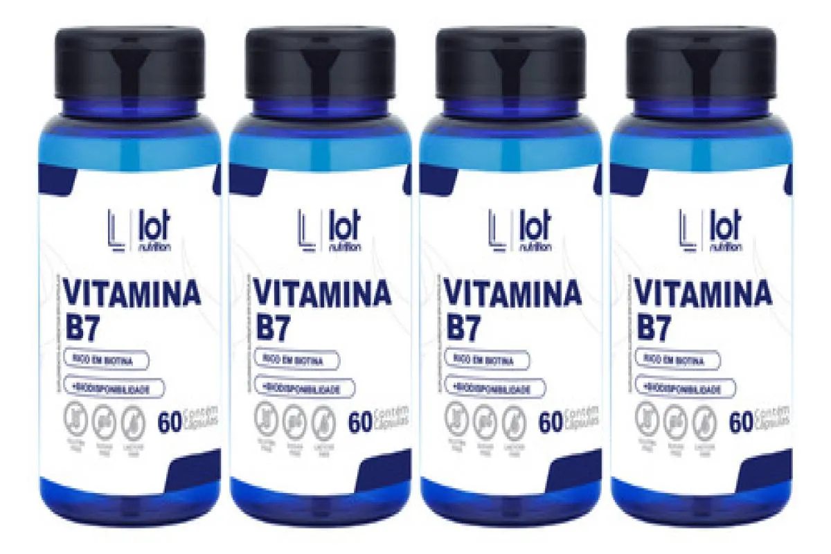 Kit 4un Biotina Colágeno 60 cápsulas sem Sabor