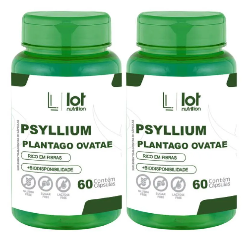 Kit 2un Psyllium 500mg 60 cápsulas sem Sabor