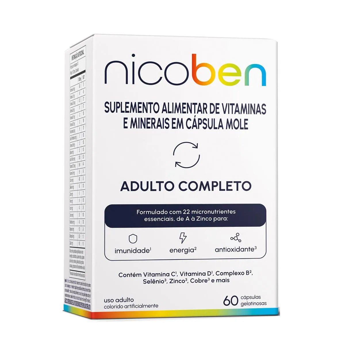 Polivitamínico Nicoben Adulto Completo A a Z 60 cápsulas gelatinosas