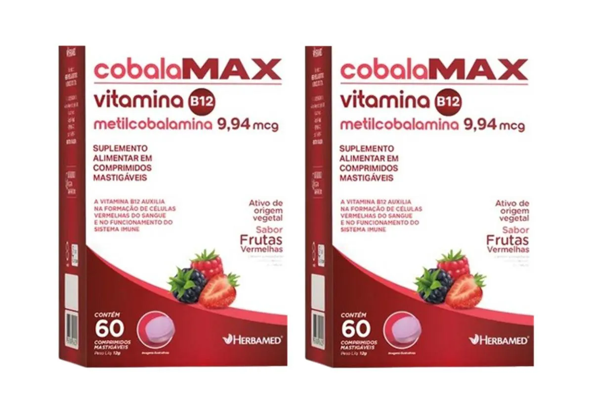 KIT 2 COBALAMAX VIT B12 9,94 MCG 60 COMP MASTIGáVEIS