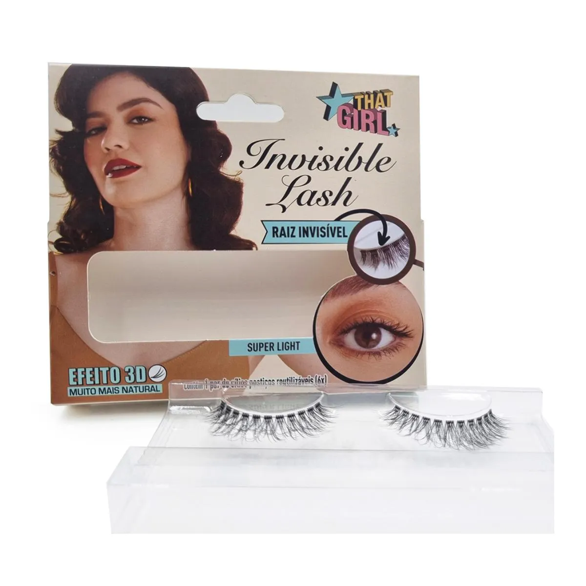 Cílios Postiços That Girl Invisible Lash 3D Super Light com 1 par