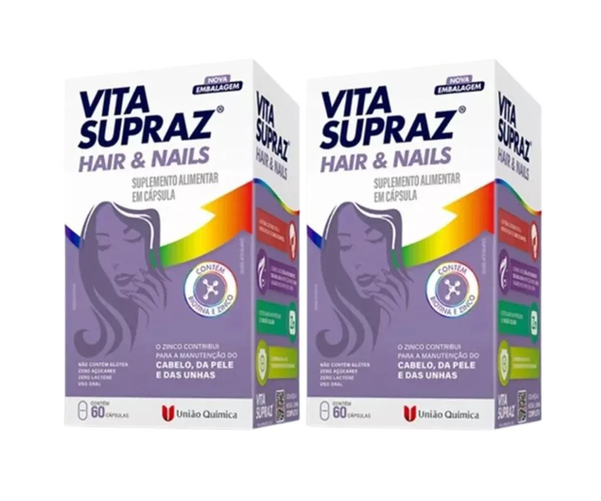 Kit 2 Suplemento Vita Supraz Hair e Nails 60 cápsulas