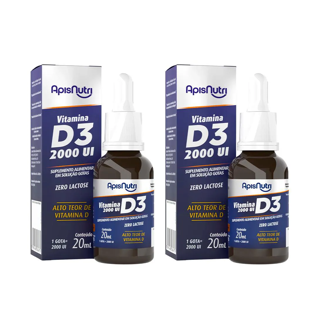 Kit 2 Vitamina D3 Gotas 2.000ui com 20ml - Apisnutri