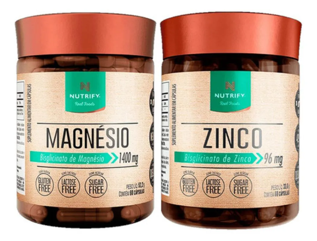 Combo Magnesio 1400mg + Zinco Bisglicinato 60 Cáps Nutrify