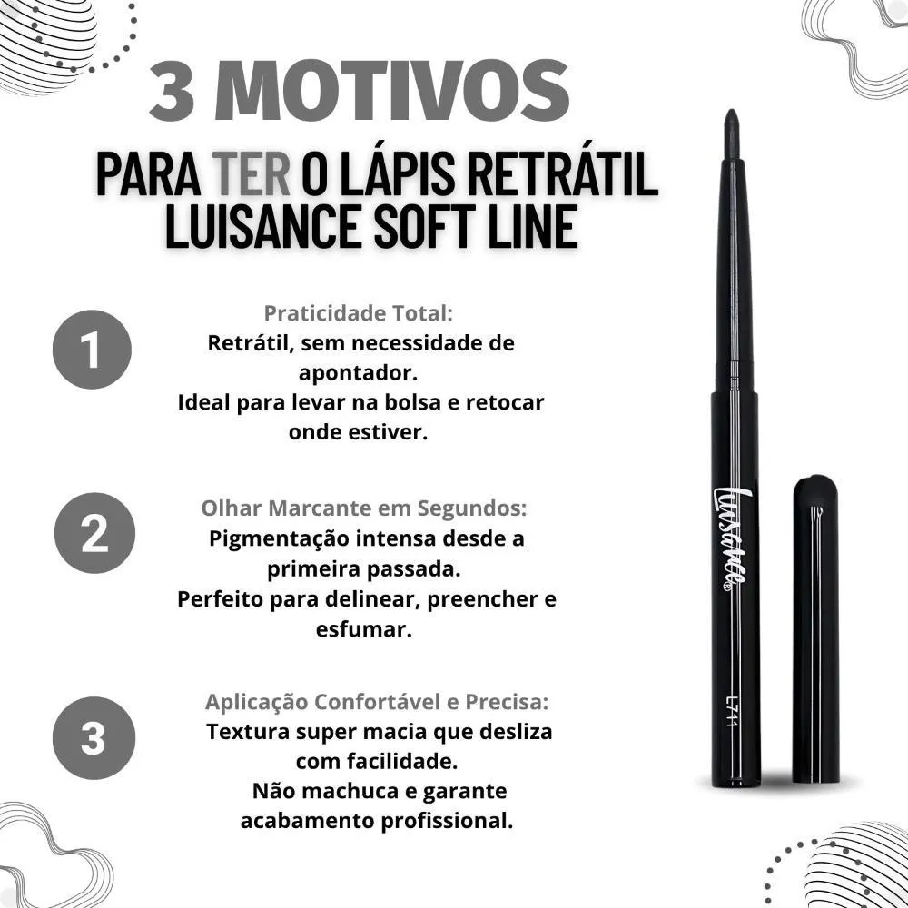 Lápis Retrátil Luisance Soft Line para Olhos Preto L711