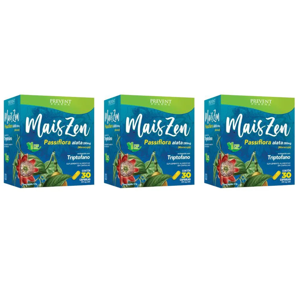Kit 3x Triptofano Mais Zen Com 30 Cápsulas - Prevent Pharma