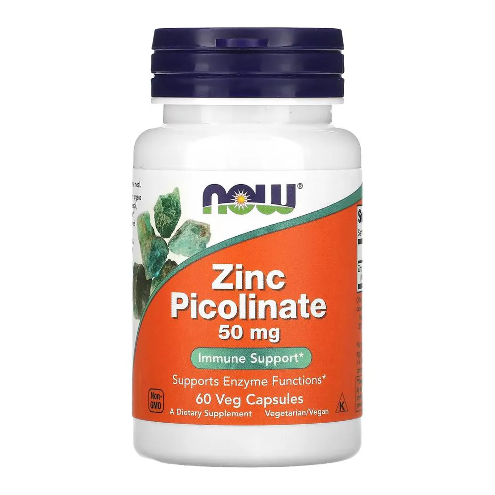 Picolinato de Zinco 50mg Now Foods 60 Veg Cáps Importado