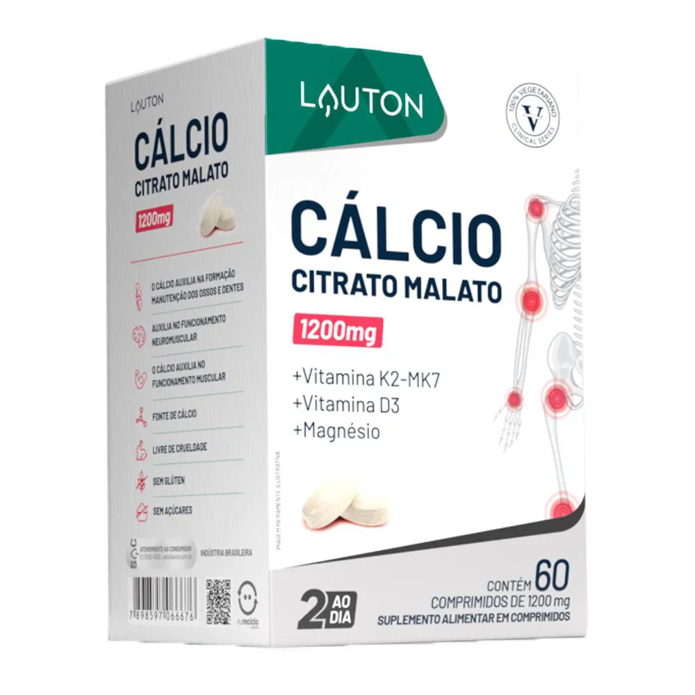 Cálcio Citrato Malato, K2, D3 Lauton 60Comp