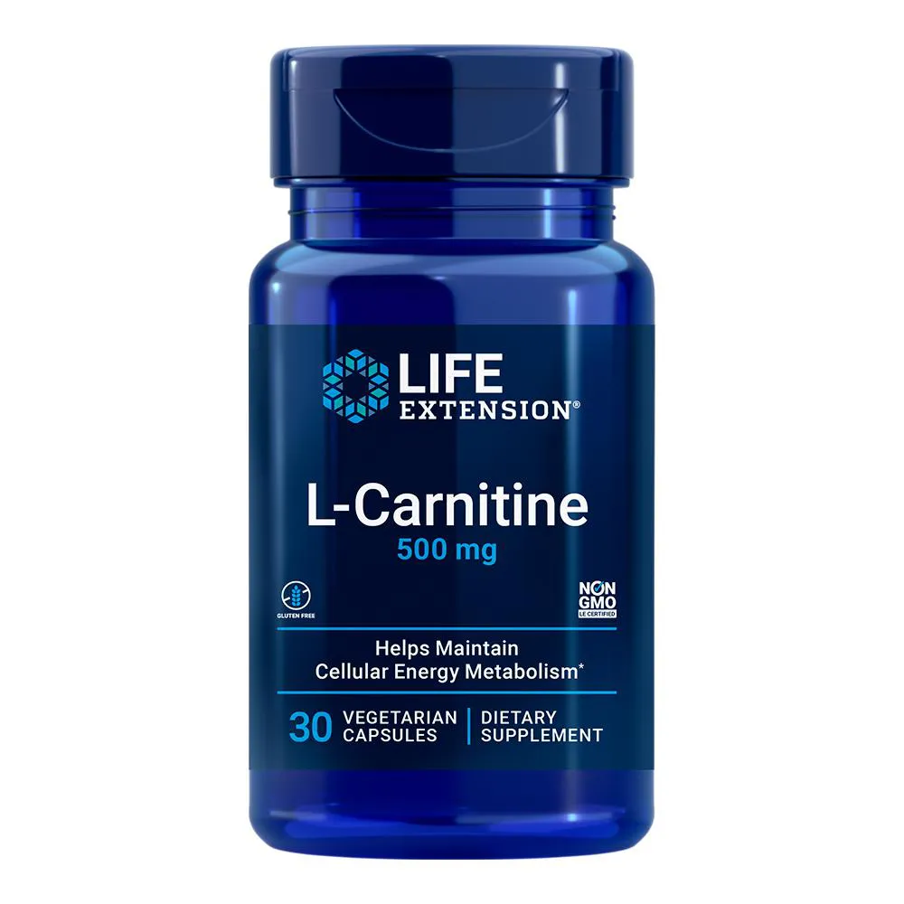 L-Carnitina 500mg Life Extension 30 Cápsulas Importado