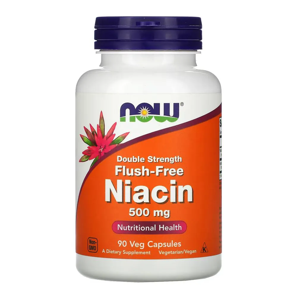 Niacina 500 mg Força Dupla Now Foods 90 Veg Cáps Importado