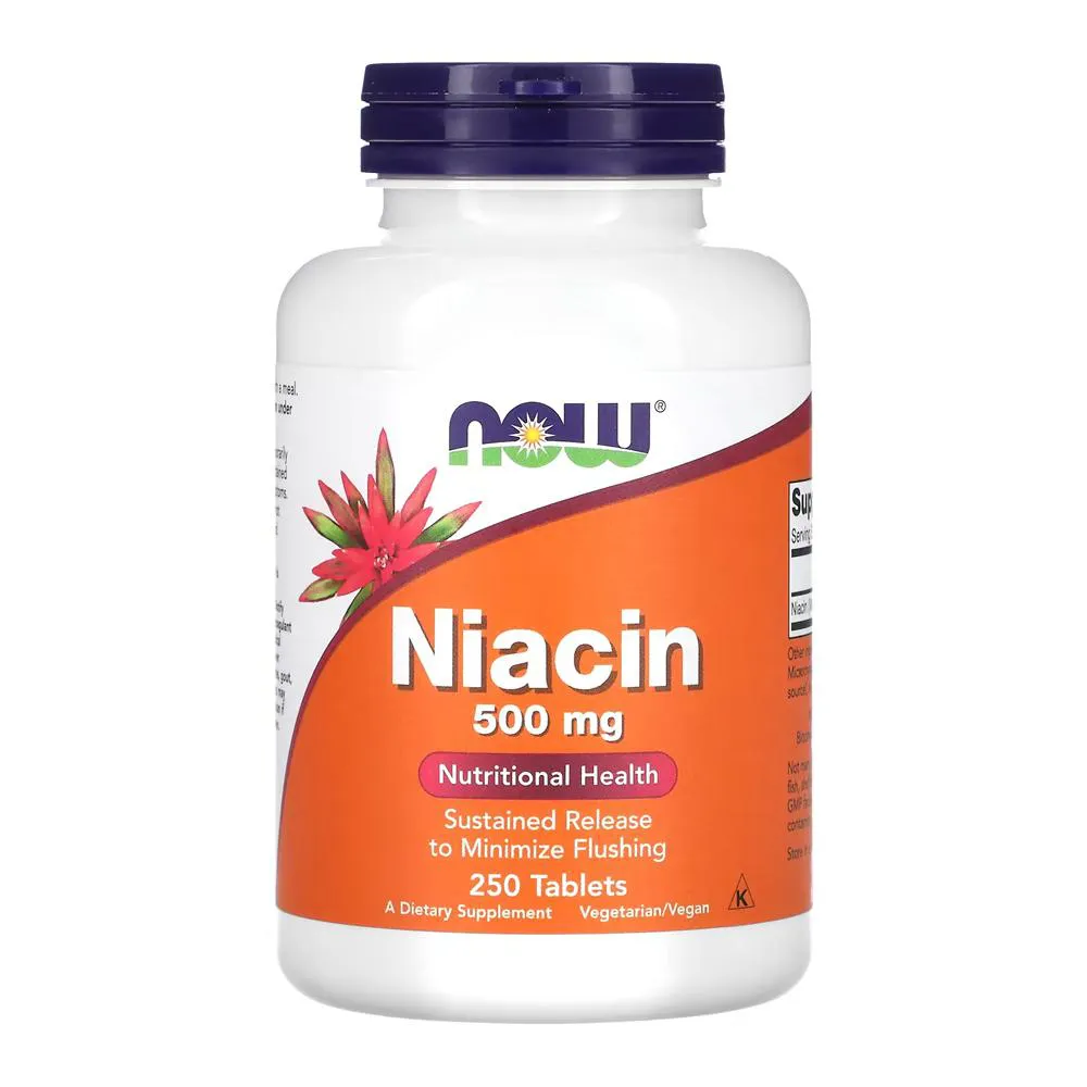 Niacina 500mg (Vitamina B-3) Now Foods 250 Tablets Importado