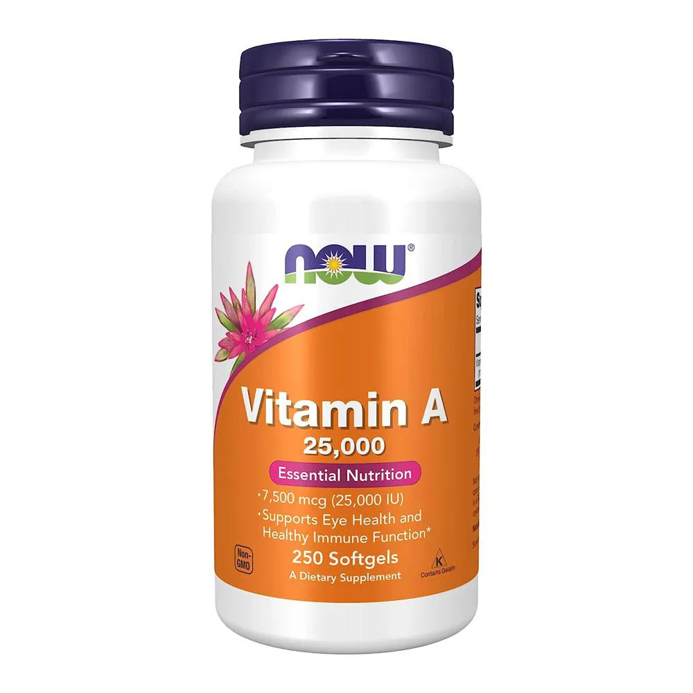 Vitamina A 25.000UI Now Foods 250 Cáps Softgels Importado