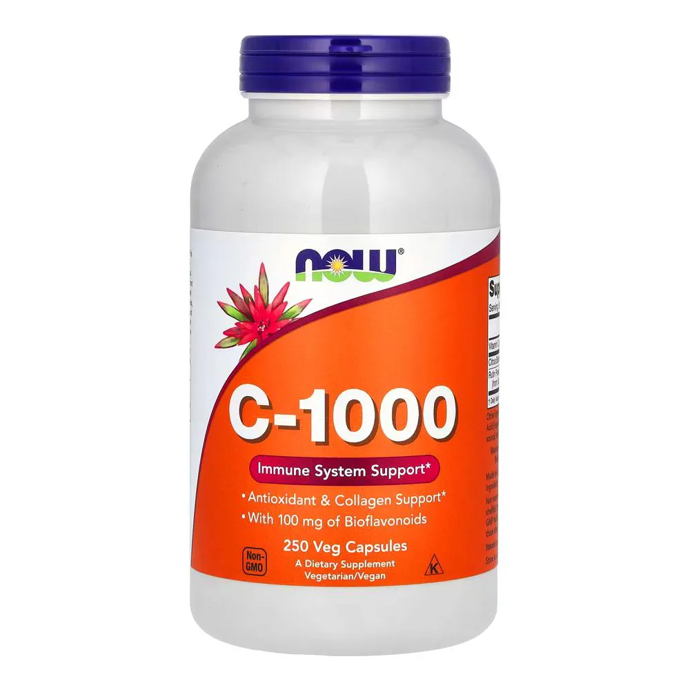Vitamina C-1000mg Bioflavonóides Now Foods 250Cáps Importado