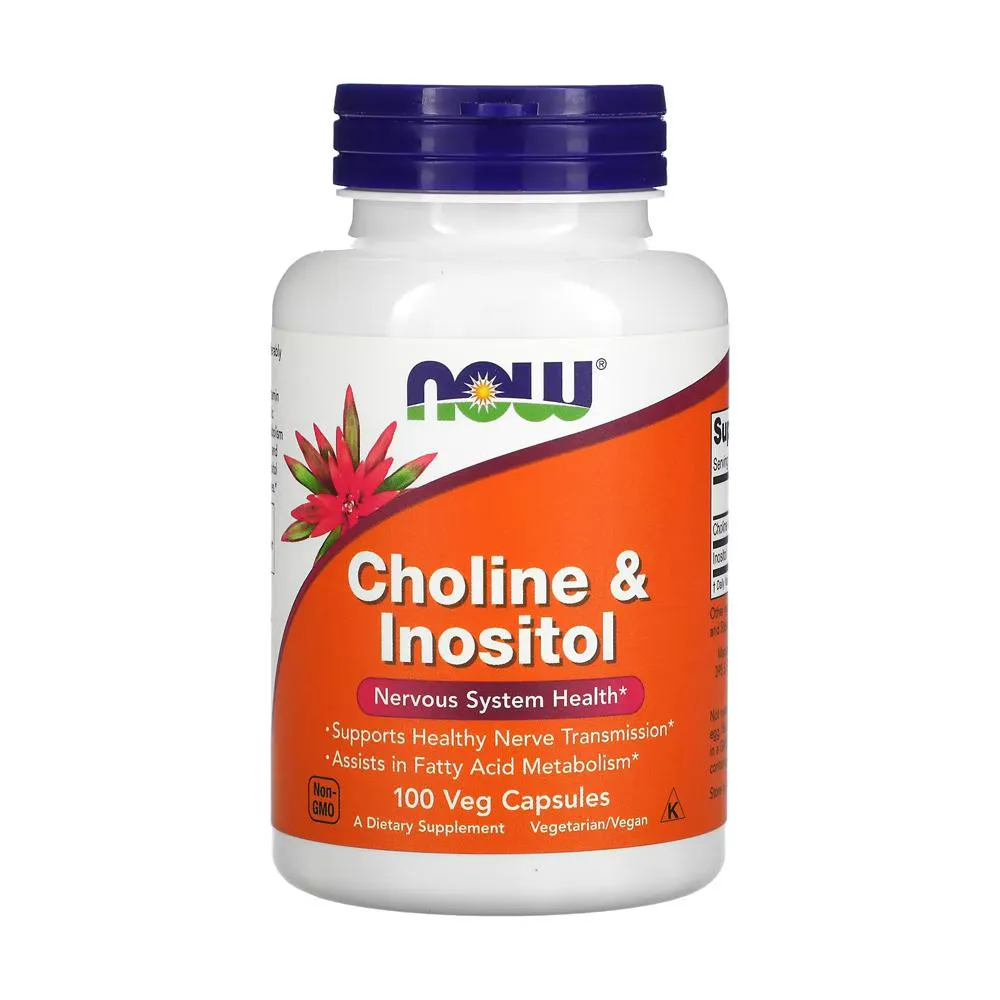 Colina e Inositol 250/250mg Now Foods 100 Veg Cáps Importado