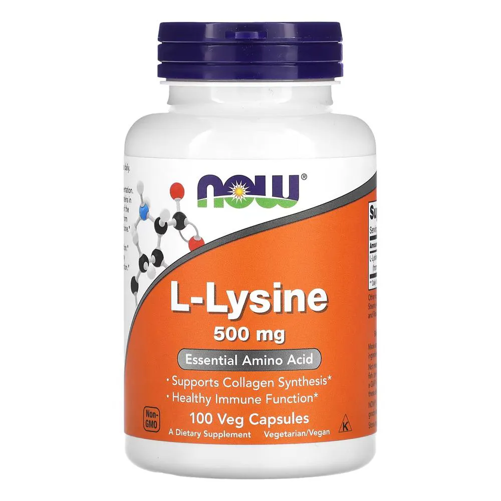 L-lisina 500mg Now Foods L-Lysine 100 Veg Caps Importado