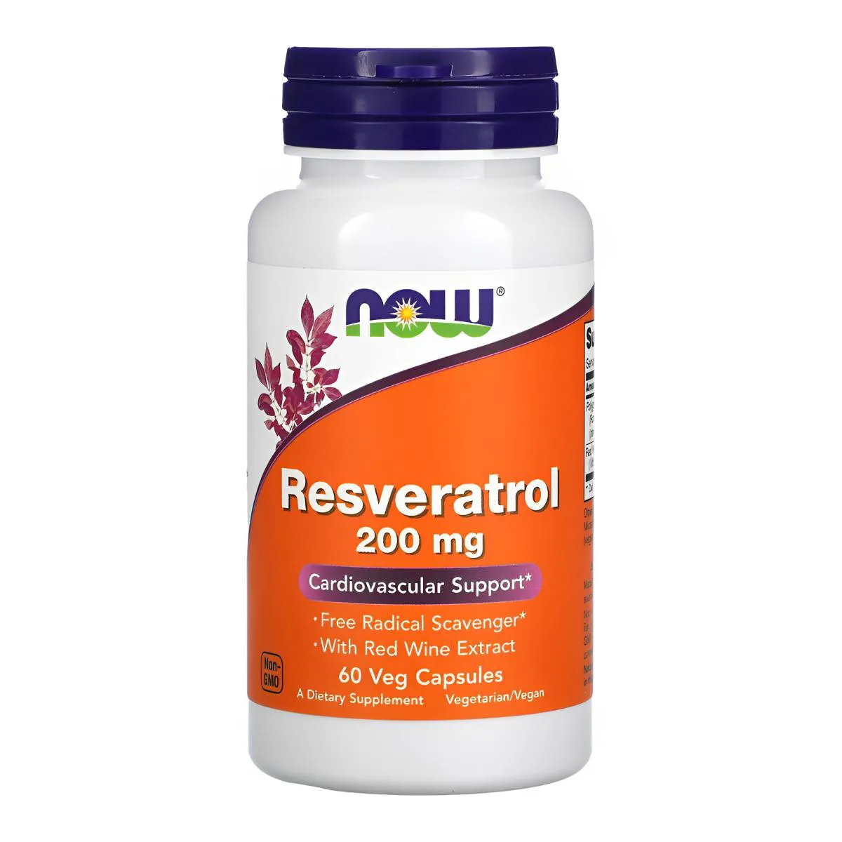 Resveratrol 200mg Ext Vinho Tinto Now Foods 60Cáps Importado