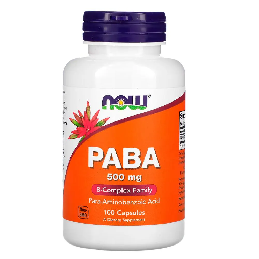 Paba 500mg Now Foods 100 Cápsulas Importado