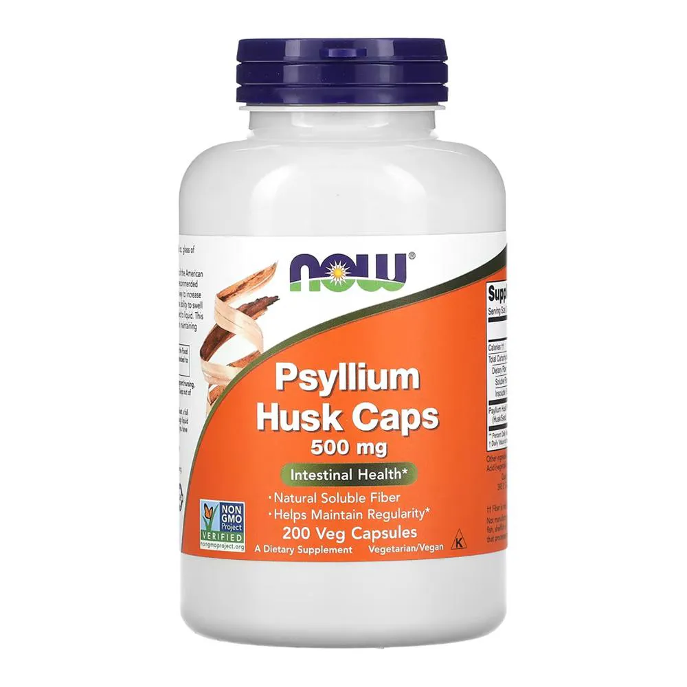 Fibra de Psyllium 500mg Now Foods 200 Veg Cáps Importado