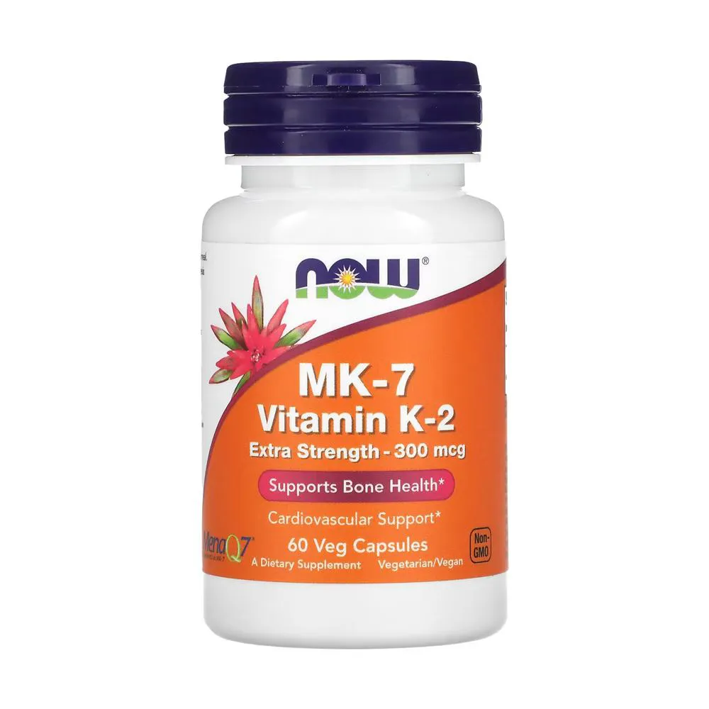 MK-7 Vitamina K-2 300mcg Now Foods 60 Cápsulas Importado
