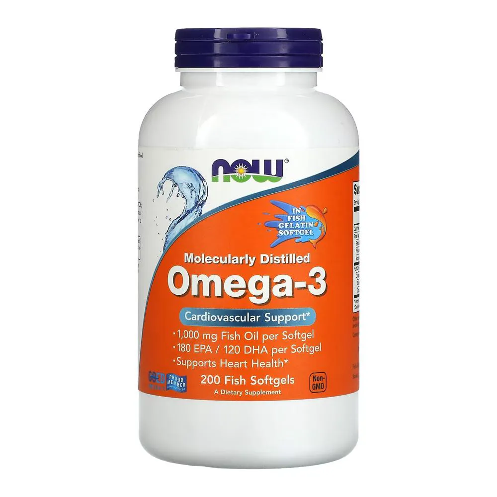Ômega-3 1.000mg Now Foods 180/120 200Cáps Softgels Importado