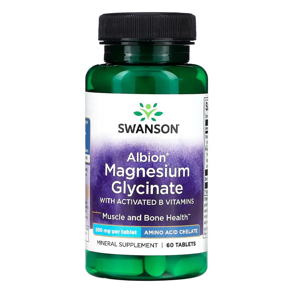 Glicinato Magnésio 200mg Swanson 60 Tabs Importado